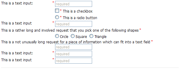 Example showing the effect of labelWidth