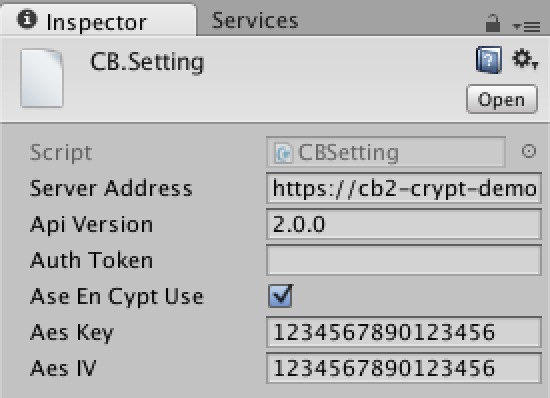 Unity CloudBread settings