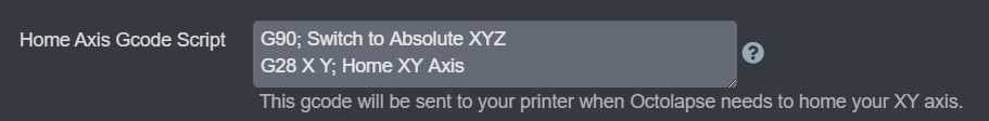 Home Axis Gcode Script