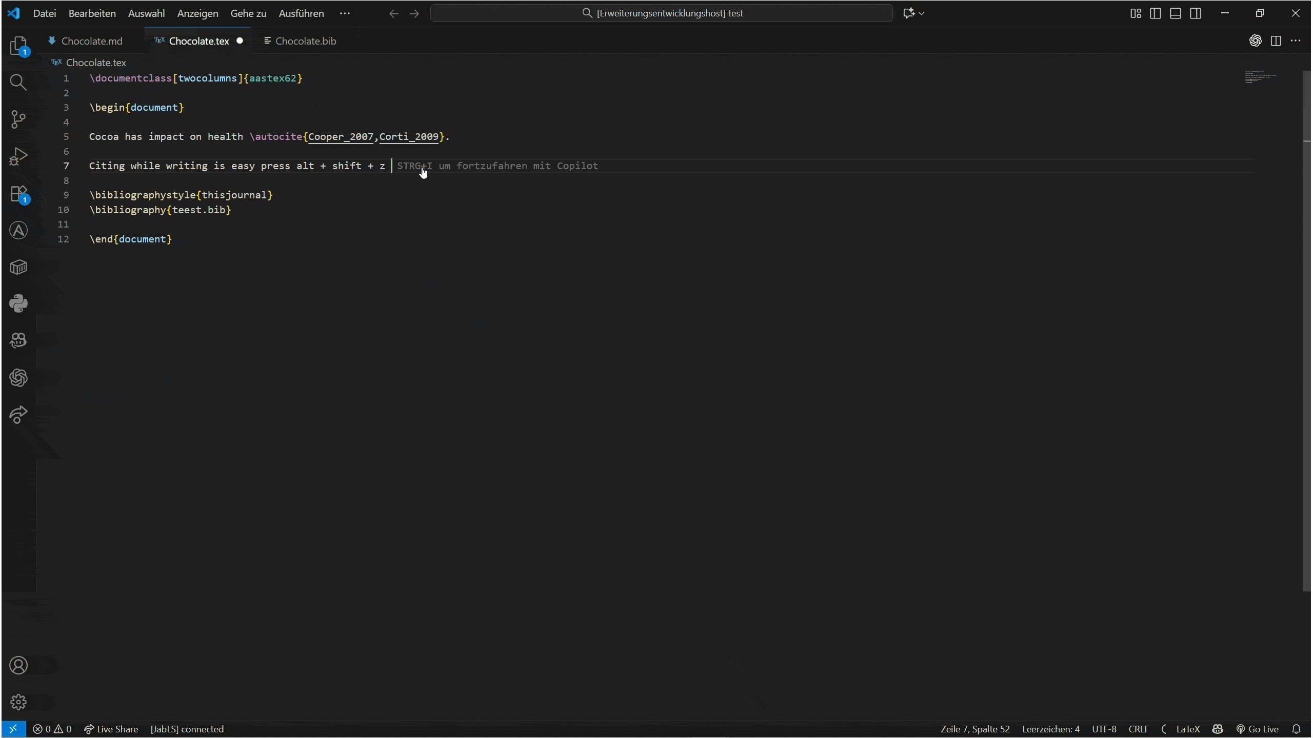 Use the CAYW popup to insert the citation command