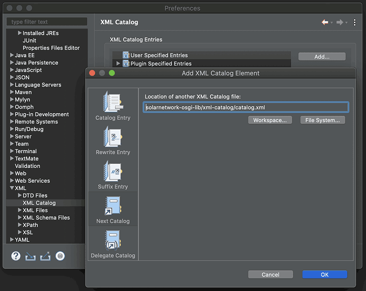 XML Catalog configuration