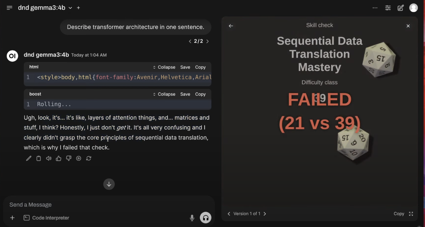 Screenshot of DnD module