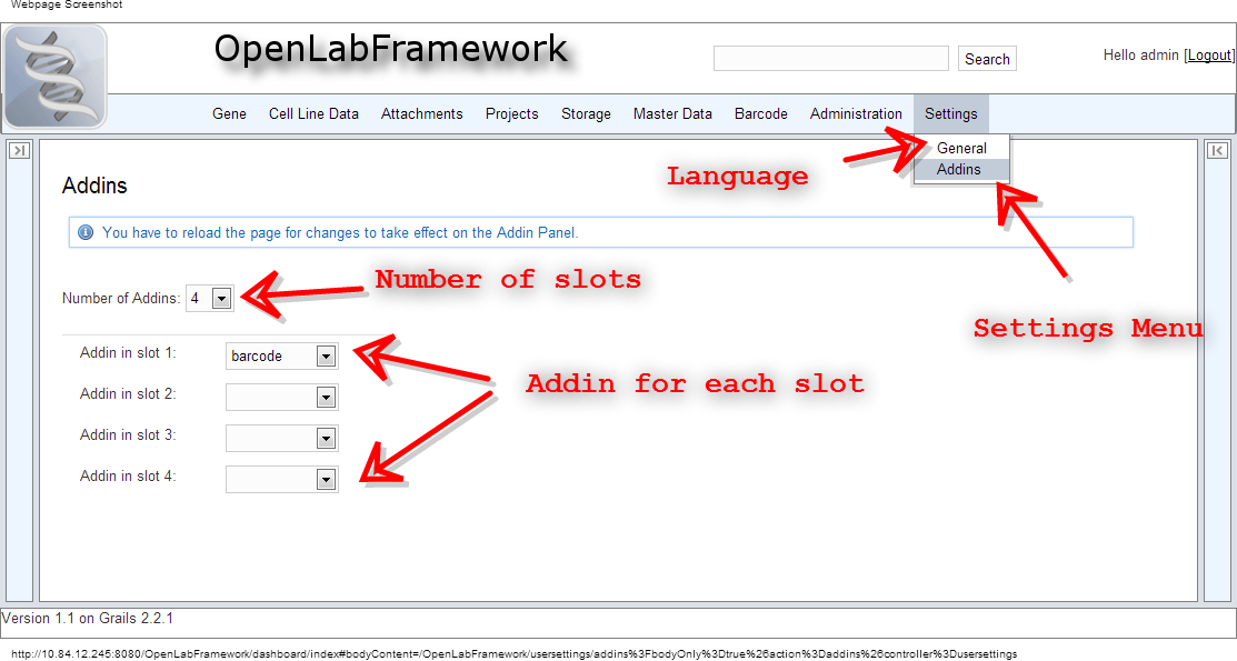 Selecting addins in OLF