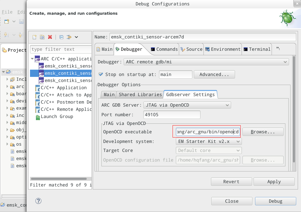 Debug Configurations