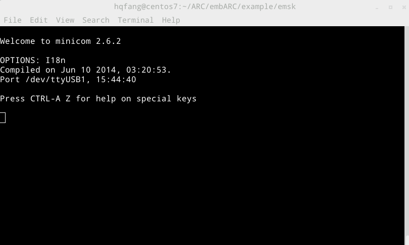 minicom Startup Screen