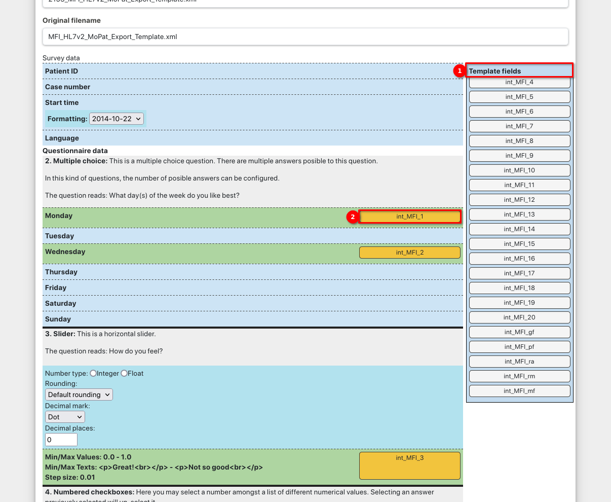 export-template-mapping