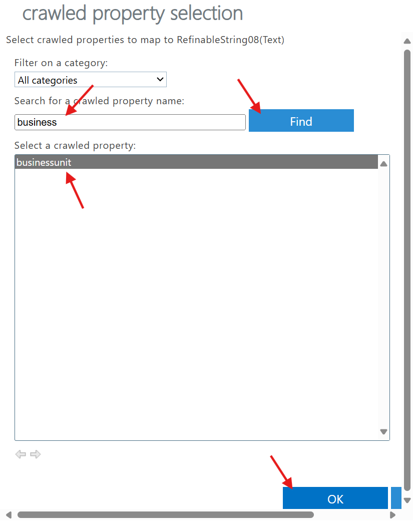Select Crawled Property