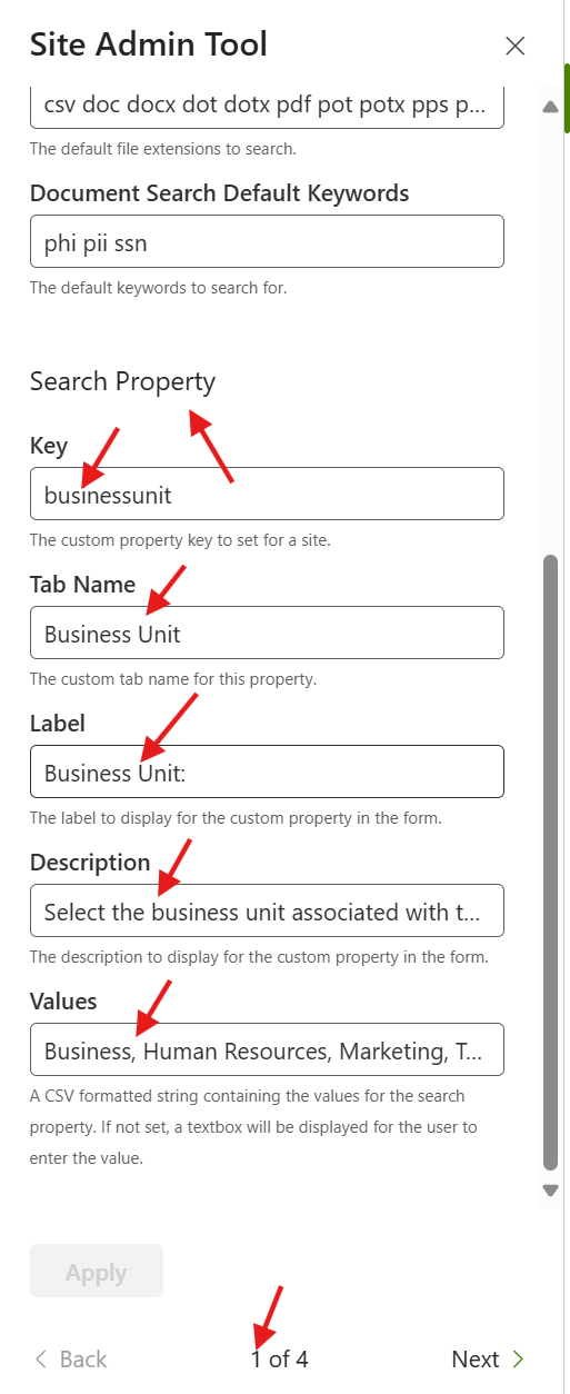 Search Tab Config