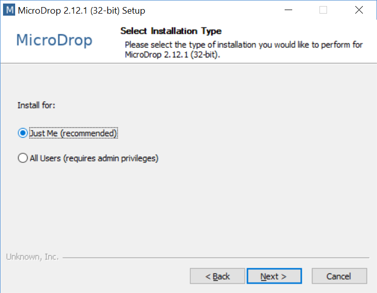 Select installation type