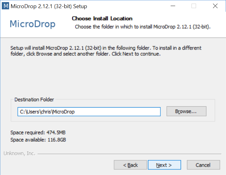 Choose install location